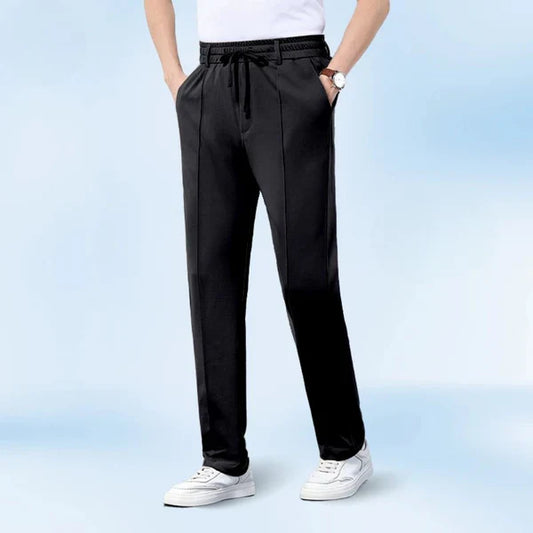 Pantalones de tiro alto elásticos con tela de seda helada