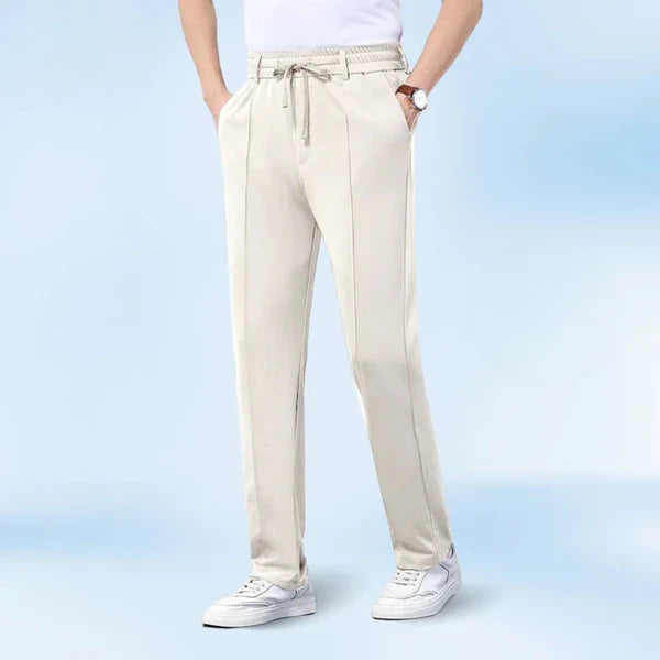 Pantalones de tiro alto elásticos con tela de seda helada