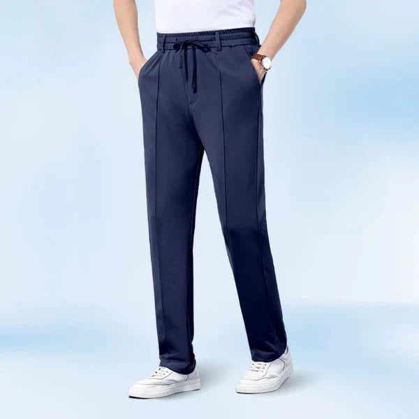 Pantalones de tiro alto elásticos con tela de seda helada