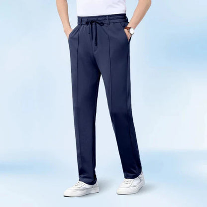 Pantalones de tiro alto elásticos con tela de seda helada