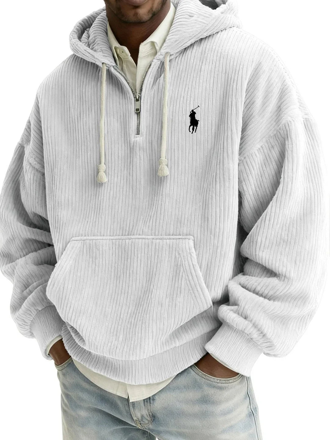 Sudadera con Capucha de Pana Cálida y con Estilo para Hombre – Moda de Invierno